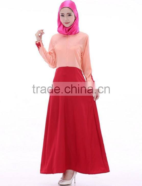 fashion long sleeve lace zip women long dress muslim