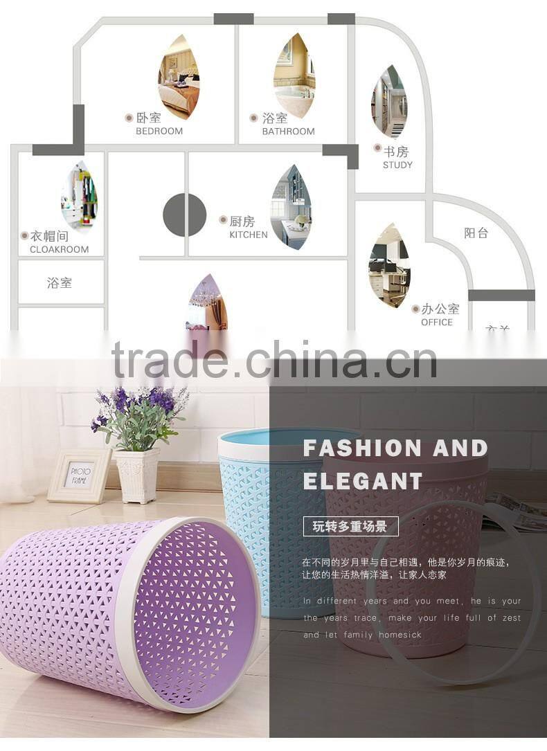 Colorful eco-friendly Ratten trash can round plastic waste bin
