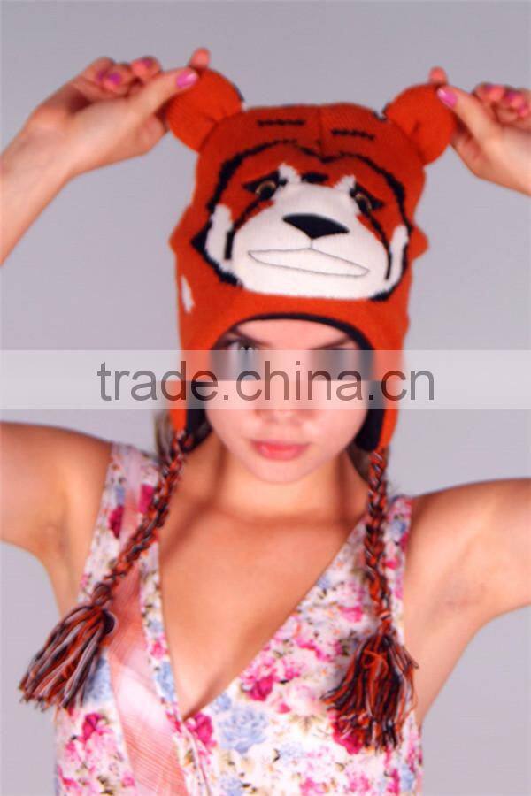 Custom adult animal crocheted winter cat ear knitted hat