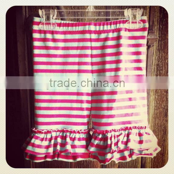 Hot Stripe Cotton Shorts Girls Baby Wholesale Double Ruffle Cotton Shorts