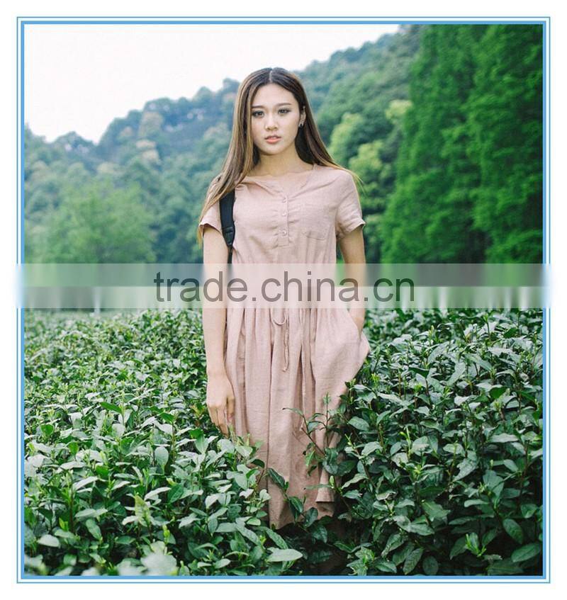 New fashion casual linen dresses women summer of good quality