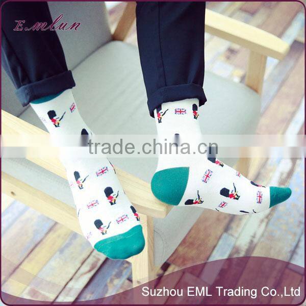 Wholesale fashion soldier cartoon printed boy white socks