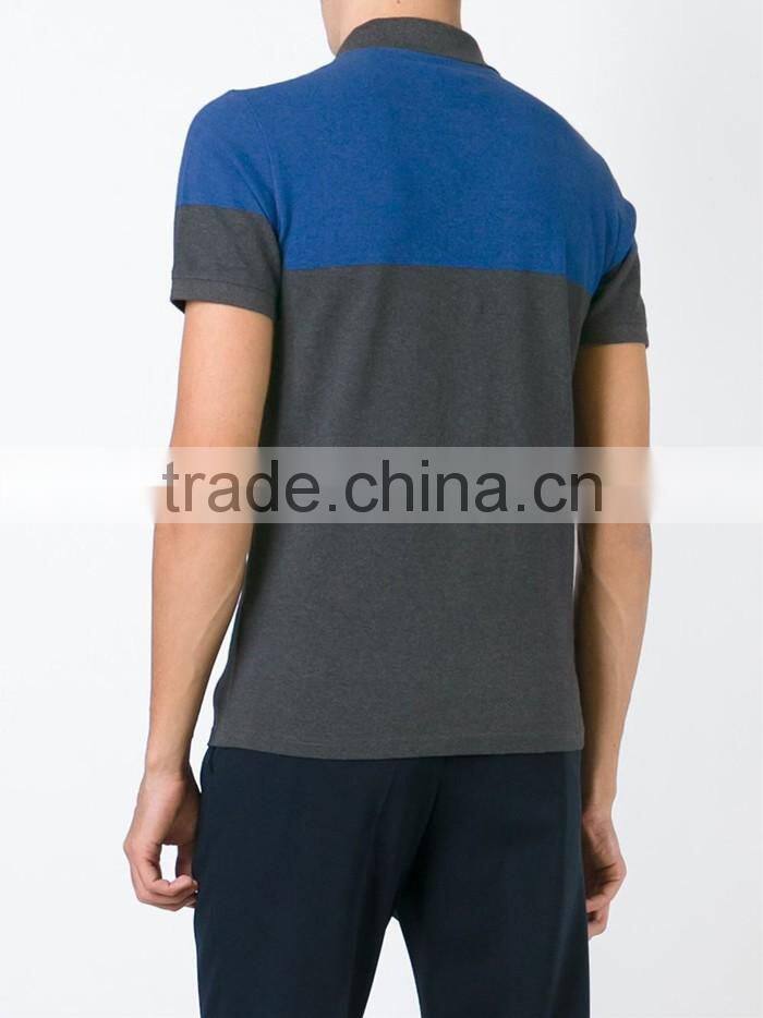 Grey and blue cotton color combination polo shirt for men wholesale