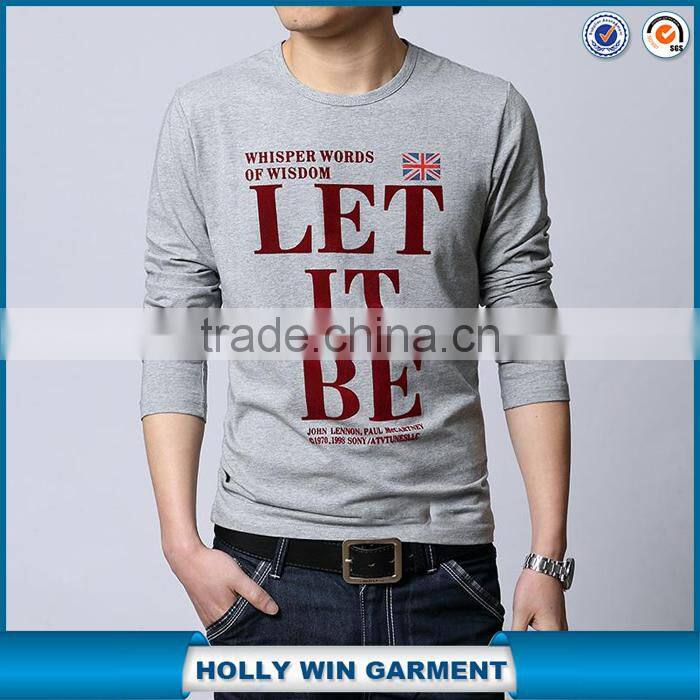 Custom printing men tshirt manufacturer with long sleeve wholesale