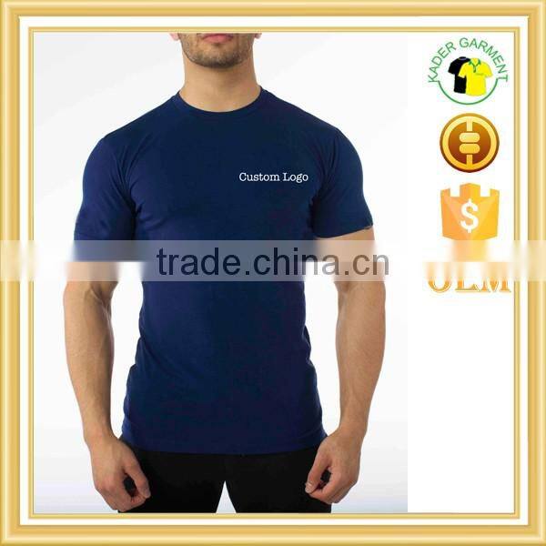 Custom slim fit gym t shirt, cotton spandex fitness t shirt man
