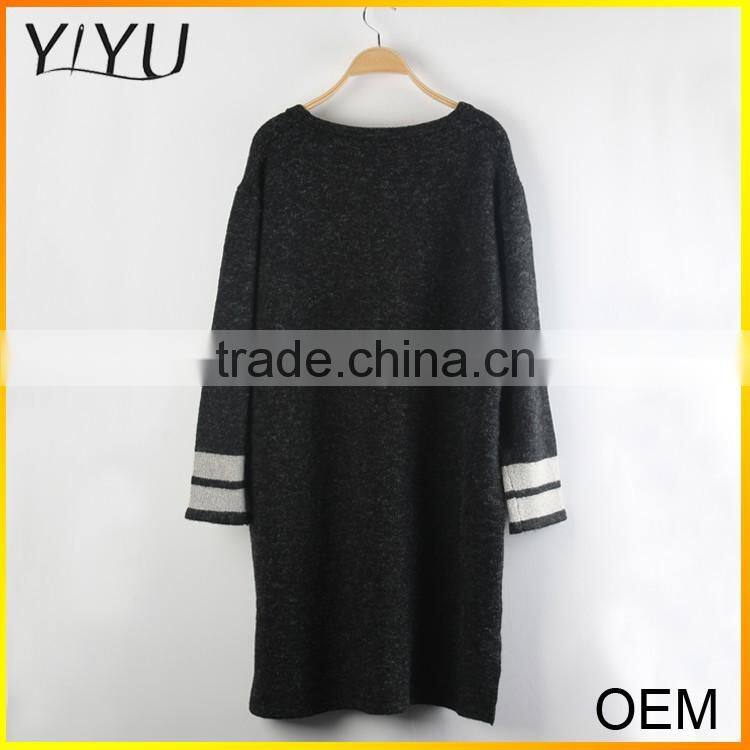 Winter black and blue long sleeve crewneck knitted pullover women loose sweaters