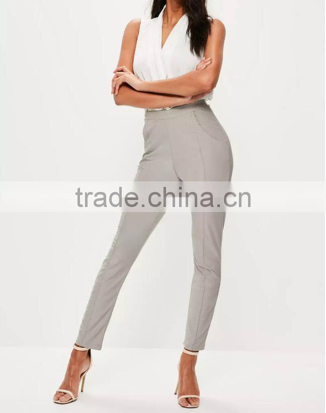 New design women stylish formal slim cigarette linen casual pant patterns