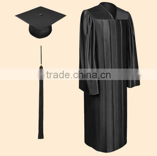 black graduation gown/robe for high school/university/Master/Doctor