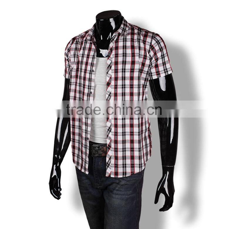 Popular Africa market short sleeve check pattern mens shirt design with customised logo for oem