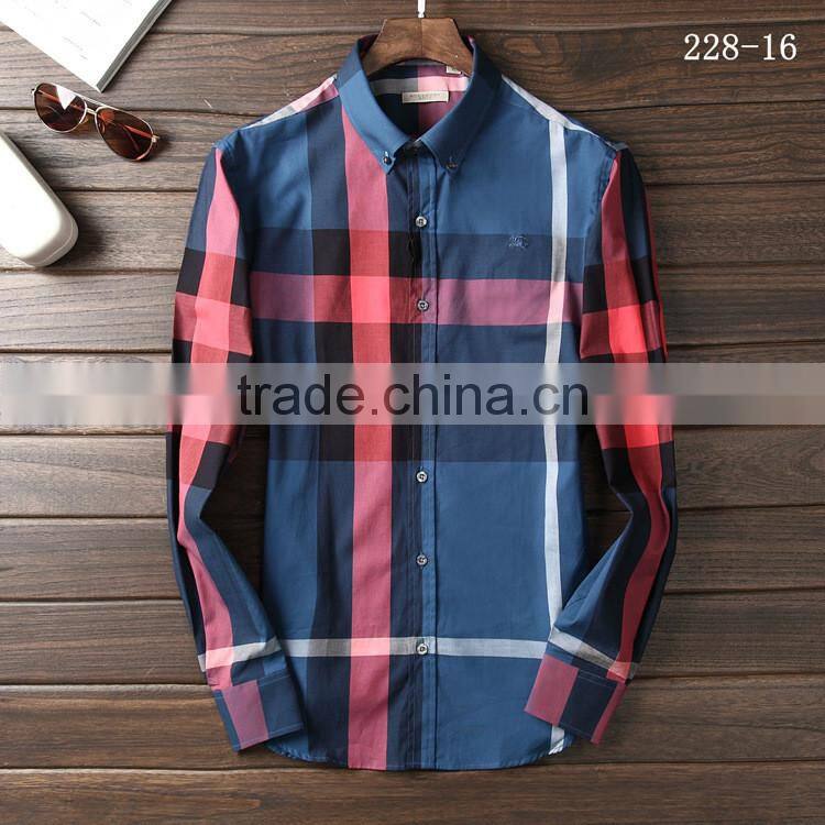 High quality oem long sleeve 100% cotton check casual shirt design with private logo