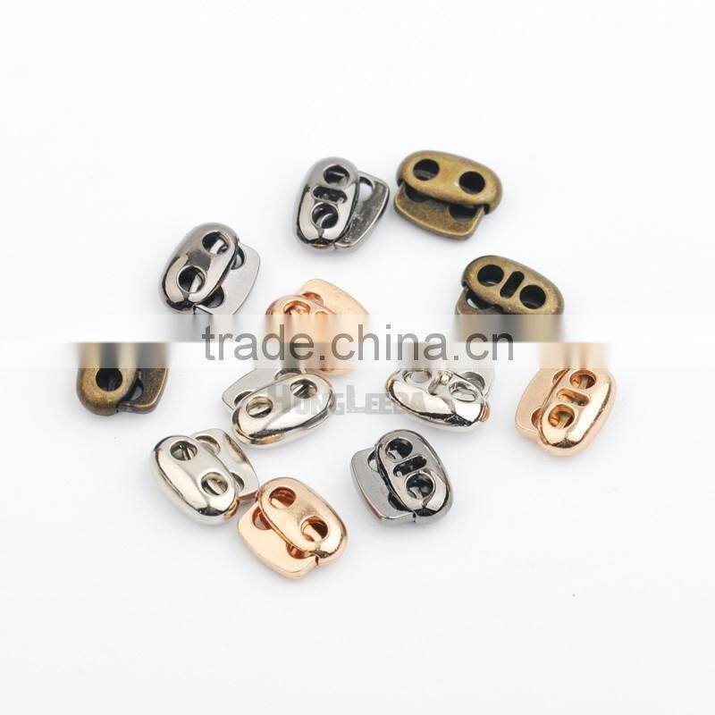 4 colors small oval metal alloy stoppers toggle cord locks Drawstring lock two holes for 3mm bungee cord STP-018