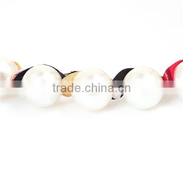 Beautiful Girl's Black Multicolor Fabric Imitation Pearl Acrylic Headband
