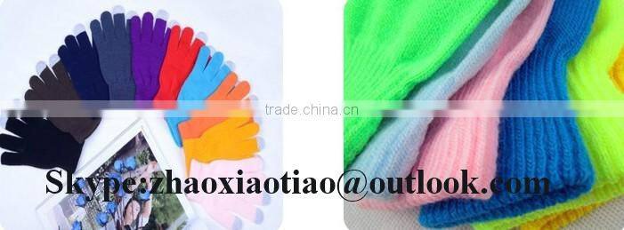 High Quality colorful Conductive Knitted Finger Touch Screen Gloves for smartphone