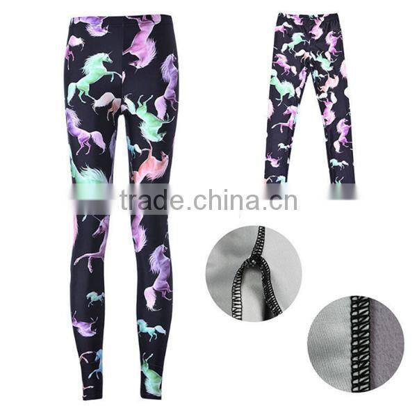 Fashion Girl's Colorful Horse Print Leggings Stretchy Sexy Leggings Pencil Pants