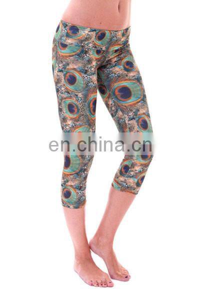 printed knitted leggings/ stretch yoga pants
