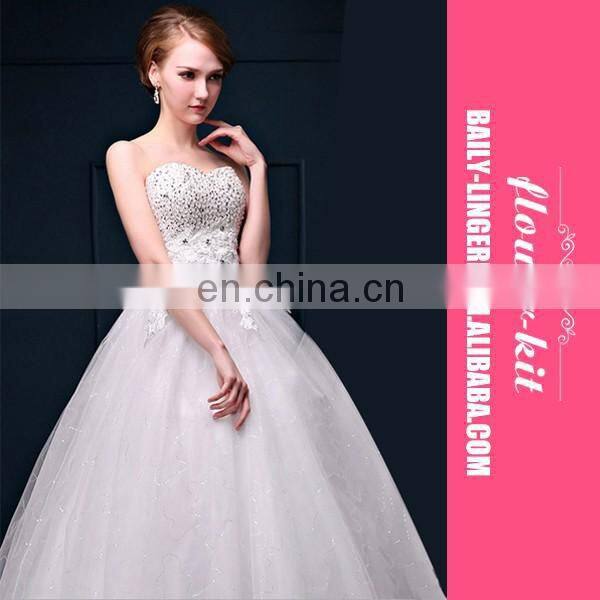 Luxury Women White Bride Wedding Dress Princess Floor Length Formal Evening Gown Dress