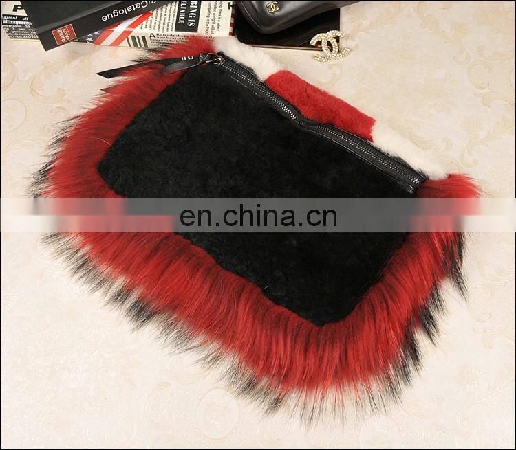 2016 Latest Fashion Design Raccoon Fur Bag Ladies Genuine Sheep Fur Hand Bag