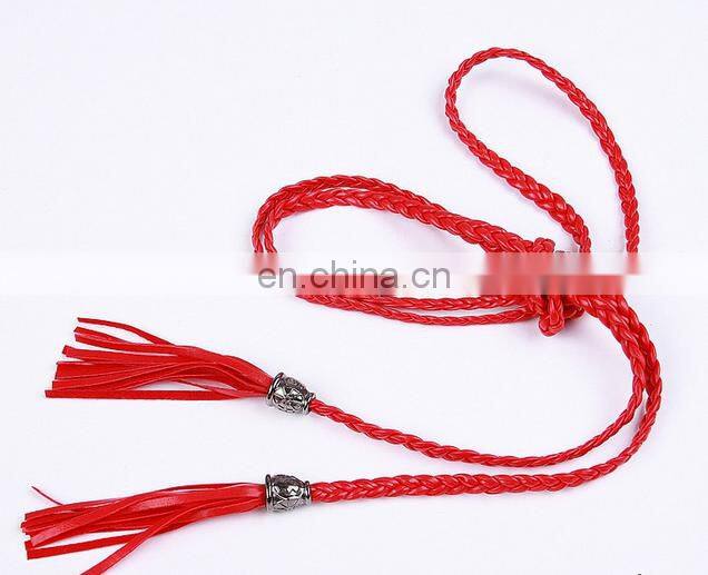 High Quality Beaded Tassel waist belt wiht artistic leather weave belt