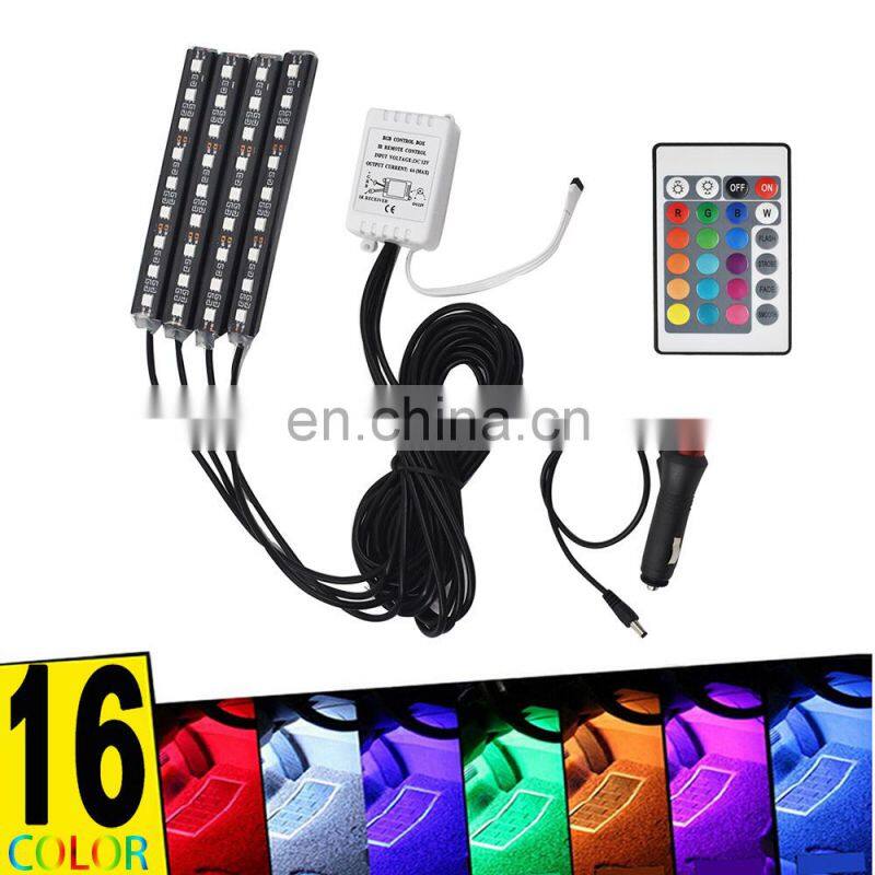 36 LED 4PCS Car Interior Atmosphere Neon Lights Strip Music Control + IR Remote