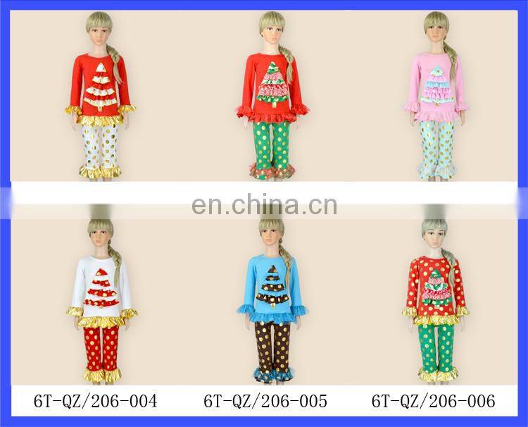 My Sweet Little Pony Children Christmas Two Piece Caluby Kids Boutique Pajamas Embroidery Design Pictures Girls Clothes