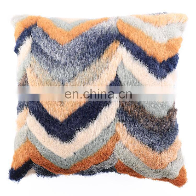 Oeko-Tex Certified Fluffy Flame Retardant Square Colorful Long Hair Faux Fur Cushion Cover Pillow Case