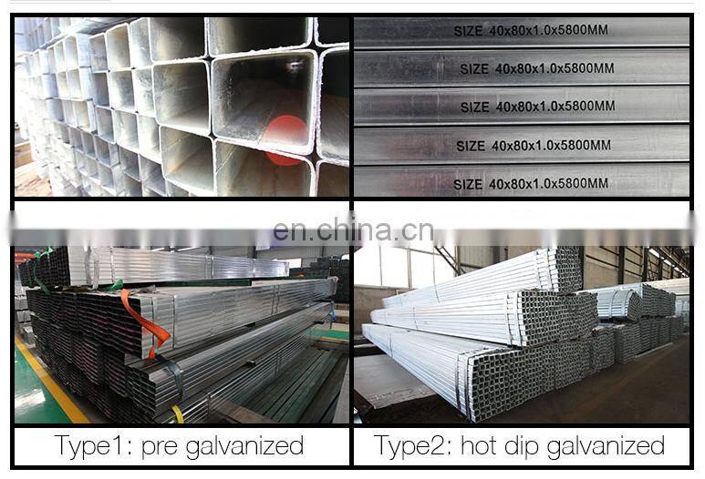 galvanize pipe SHS/RHS galvanized steel hollow pipe GI steel tube