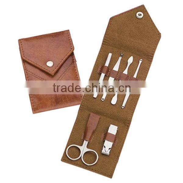 PU case 7pcs stainless steel manicure set for the purse
