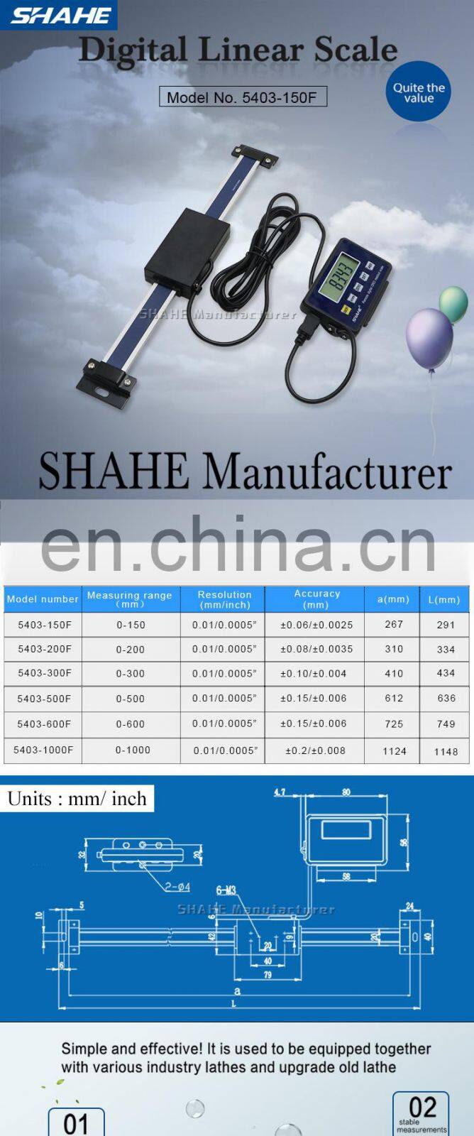 0-150mm 6" 0.01 mm Magnetic Remote Digital linear scale with digital readout External Display Electronic linear scale