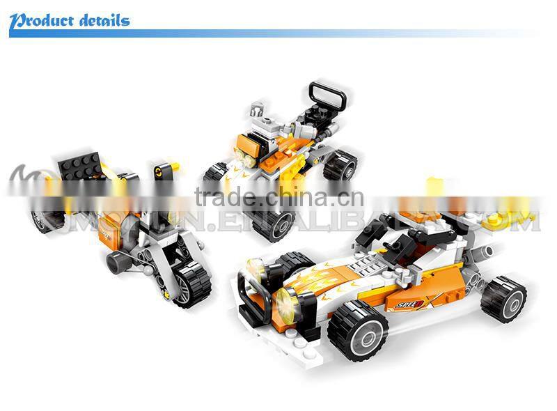 Mini Qute DIY boys F1 fast racing car motorcycle kart action figure plastic model building block brick educational toy NO.25421