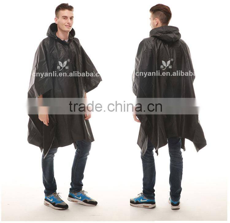 YANLI unisex durable 100%waterproof adult poncho raincoat