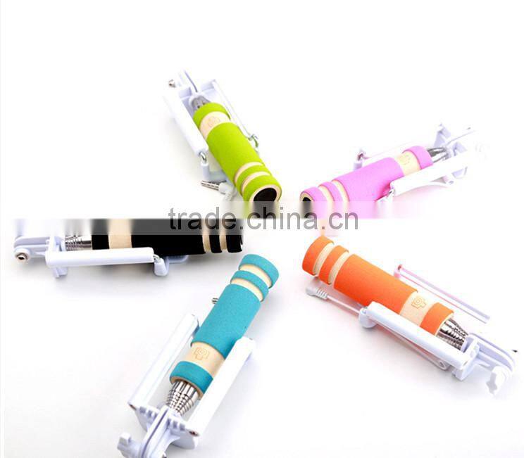 All-In-One Mini Foldable smart phones Monopod tripod,wired Selfie Stick QC32