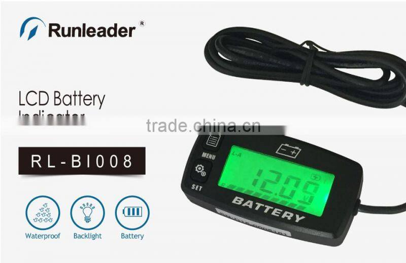 Led backlight battery charge indicator voltage tester voltmeter for Motorcycle ATV Tractor MARINE boat car