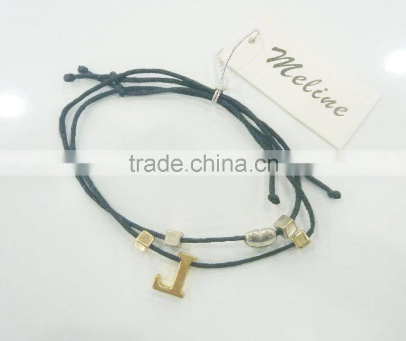 FASHION 2 TONE PLATE 2 ROWS LOVE HEART ADJUSTABLE BRACELET