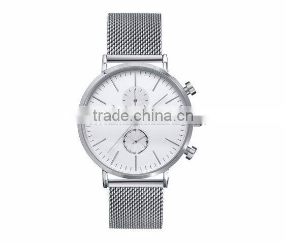 2016 Wholesale Price Men Chronograph wrist watch Mesh Strap Quartz Watch