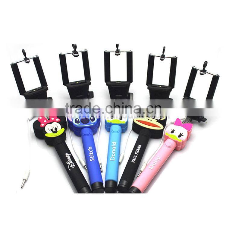 Customized cartoon design selfie stick / cartoon design selfie stick wire