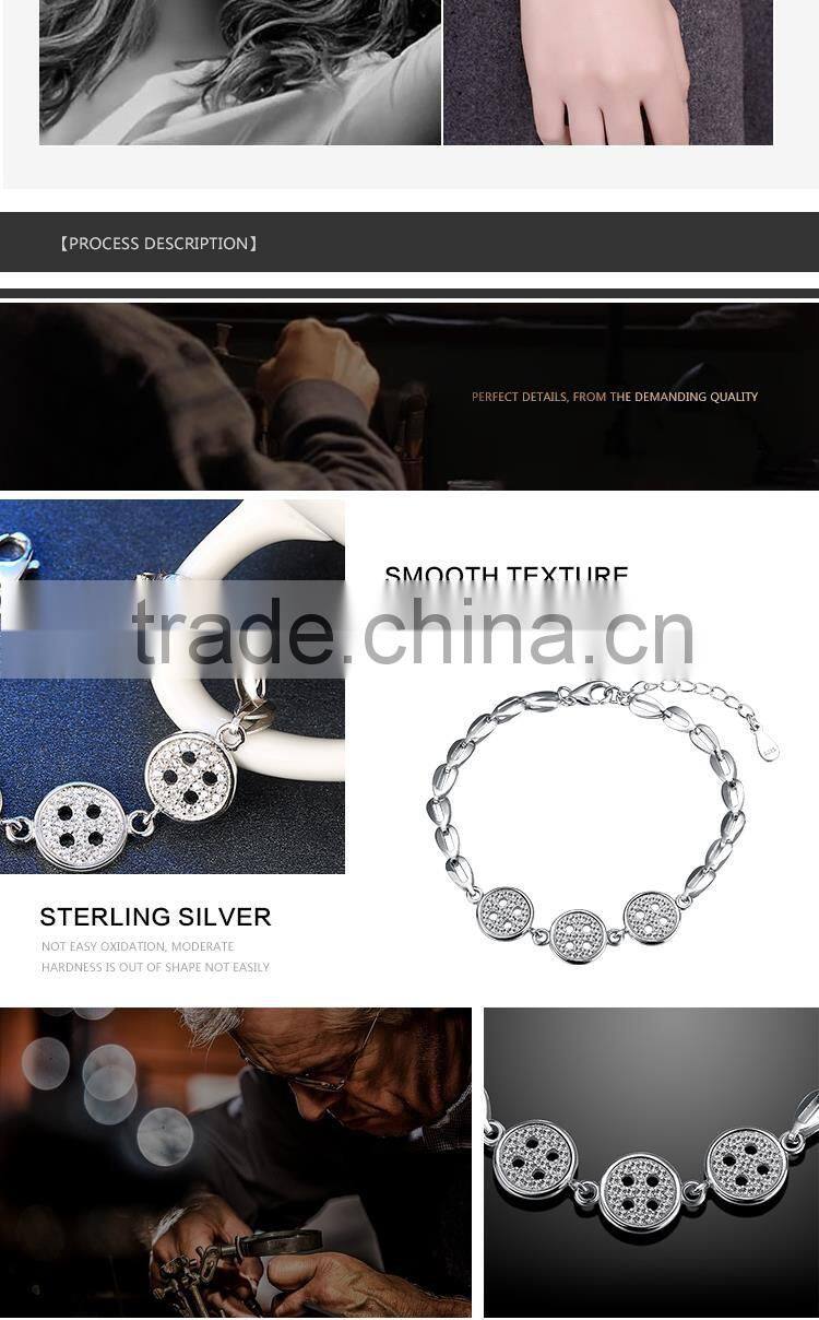 2016 latest design fancy chain bracelet made from pure silver for ladies