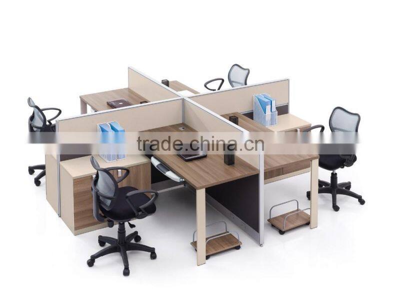 4 seaters office workstation with 30mm thickness partition