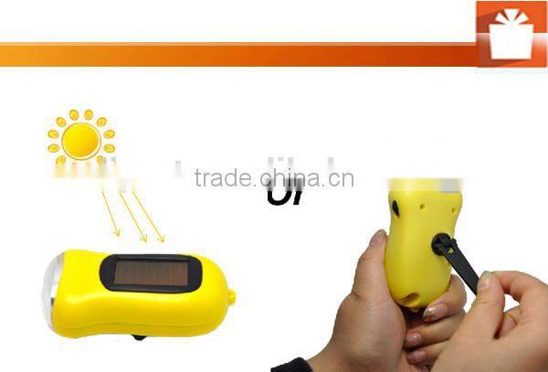(130044) Emergency Mini Solar Hand Crank Dynamo Flashlight with 3 Led