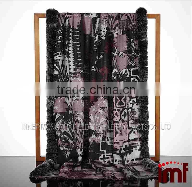 Wholesale wool scarf with rex rabbit fur