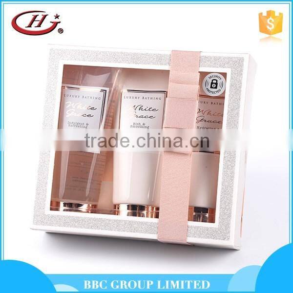 BBC lady Gift Sets Suit 013 Lovely pink 3 pcs body care paper box bath gift sets for women