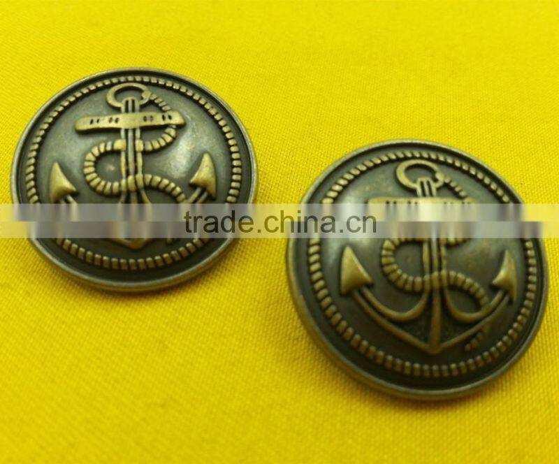 25mm Anchor Logo Metal Shank Button For Coats Wears --- M5854