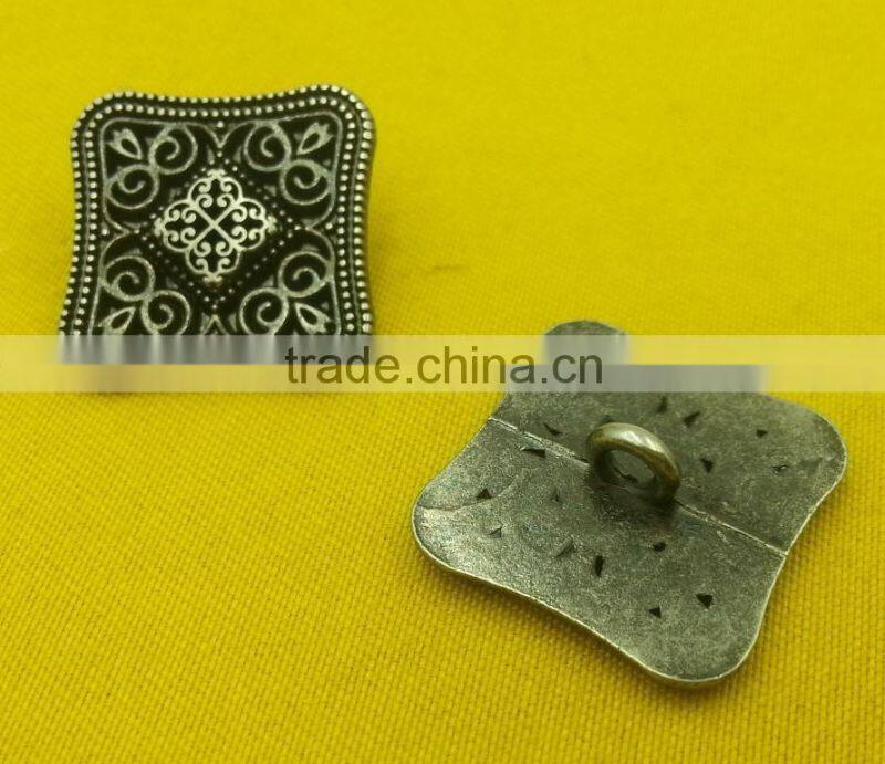 20mm Square Shape Fancy Metal Shank Button For Jacket --- MJ1420