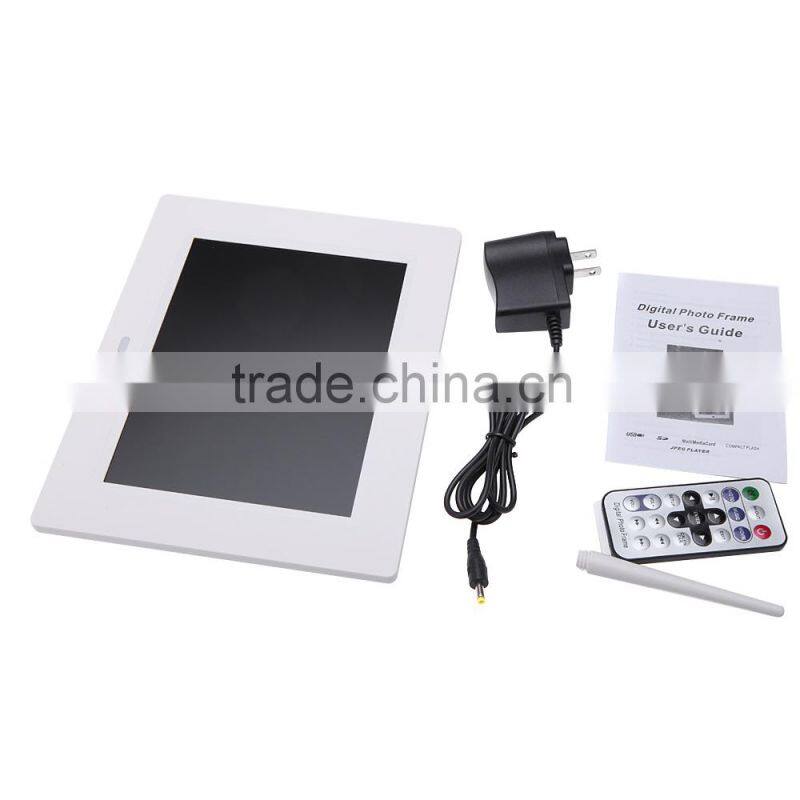 Ultrathin 8 inch HD LCD Digital Picture Photo Frame Alarm Clock MP3 MP4 Movie Player with Remote Control Black/White