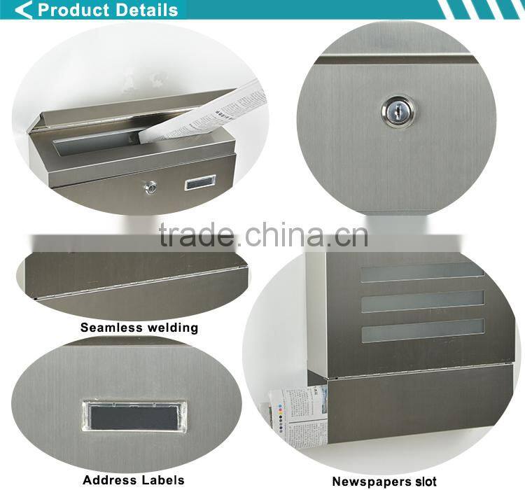 Superior Quality 100% Raw Material Wall Mounting 304 Diamond Plate Mailbox