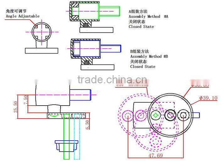 Soft close toilet seat damper and zinc alloy hinges