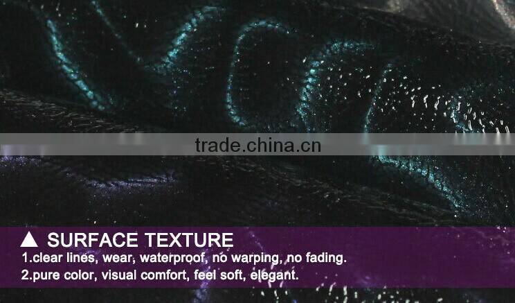 2015 hot selling 3D fluore scence snake pattern of PU leather for bag A1397