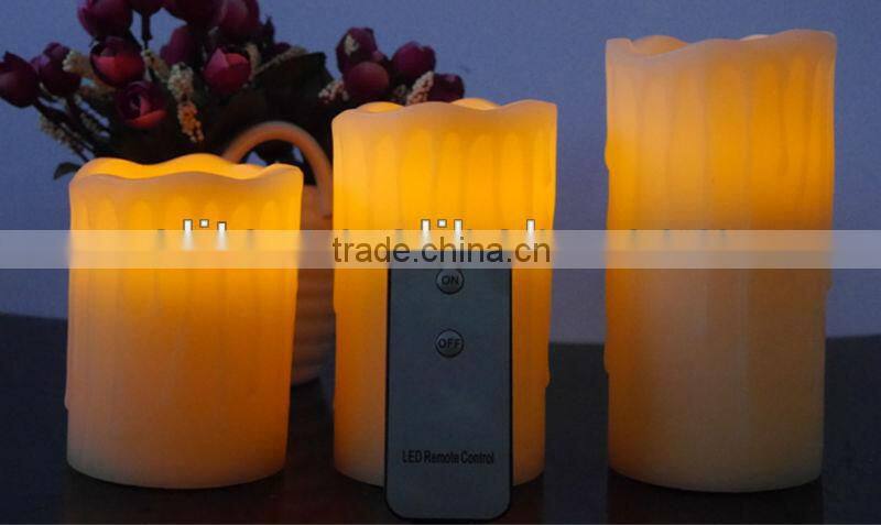 LED wax drip pillar candles 2keys remote control candle light