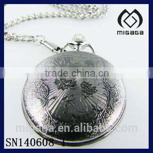 Fashion New LADIES SILVER POCKET WATCH with SUN and MOON