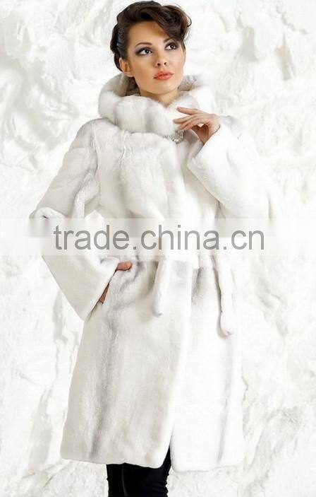 rex14055 luxury colorful knee-length rex rabbit fur coat women