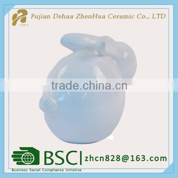 mini white glazed ceramic easter rabbit figurine